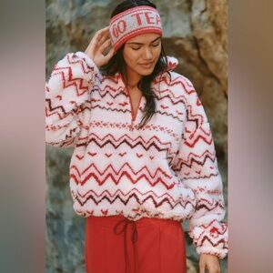 NEW $188 Anthropologie Beach Riot Leona Slopes 1/4 Zip Pullover Sherpa Fleece *p